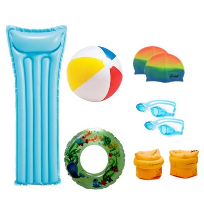 Pool Combo Intex Pool Bed Beach Ball Swim Goggles Caps Ring and Arm Ring Set