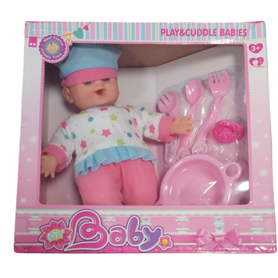 Baby Doll with Feeding Bowl with Cutlery and Pacifier
