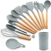 Ultra Heat Resistant Wooden Handle Silicone Kitchen Utensils - 12 Piece Photo