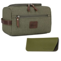 The Great Living Co Mens Canvas Toiletry BagTravel Bag Sunglasses Case Set Khaki