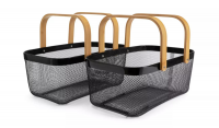 Multifunctional Rectangular Mesh Steel Storage Baskets Set Of 2