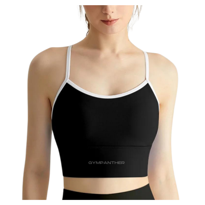 GymPanther Pure Innocence White Trimmed Strappy Sports Bra