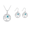Tree of Life with Crystals from Swarovski Necklace and Earring set - Blue Photo