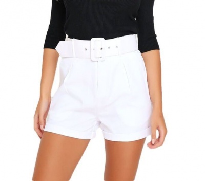 Photo of I Saw it First - Ladies White Belted High Waist Shorts