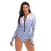 Iconix Women's White Leopard Long-sleeve Zip Swimwear Photo