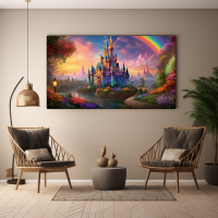 Canvas Wall Art Enchanted Rainbow Castle BK0051