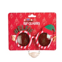 Bulk Pack x 4 Xmas Dress Up Elf Glasses 16cm