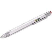 Troika Multitasking Ballpoint Pen Mini Tool Construction Silver with Red