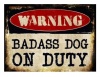 DeBlequy Aankopen – Warning Dog on Duty - Retro Vintage Metal Wall Plate Photo