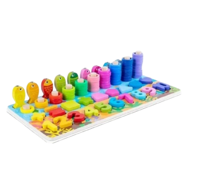 Wooden Shapes and Numbers Educational Toy Number Match Up and Counting Set