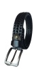 Woven Leather Men Belt - Black Photo