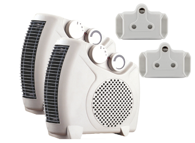 Photo of KMF 2 x | 2" 1 Fan Heater - White | With 2 x Plug Adapter