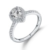 Pear Shape Halo 1.25ct Moissanite Engagement Ring Photo