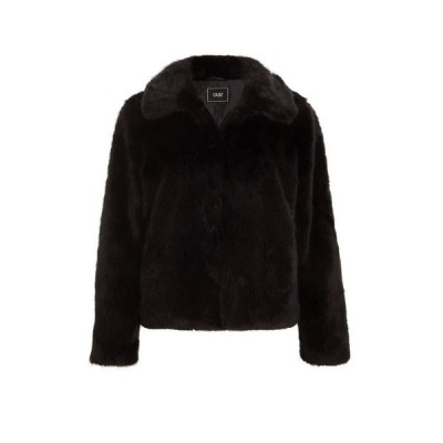 Photo of Quiz Ladies Black Short Faux Fur Collar Jacket - Black