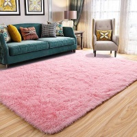 Fluffy Shaggy Rug Carpet Light Pink