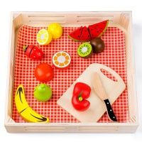 TookyToy Pretend Play Wooden Cutting Fruit Toy Set