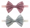 Baby Bow Headband - Dusty Pink and Silver Photo