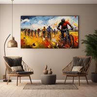 Canvas Wall Art Bicycle Race Through Fields BK0227