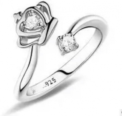 Photo of SilverCity 925 Silver Fully Adjustable Zircon Crown Ring - Silver