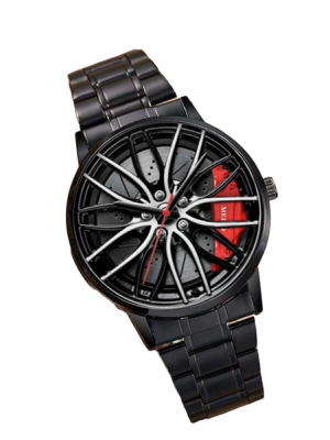 Mens Car Wheel Quartz Watch and Bracelet 3piece Gift Set