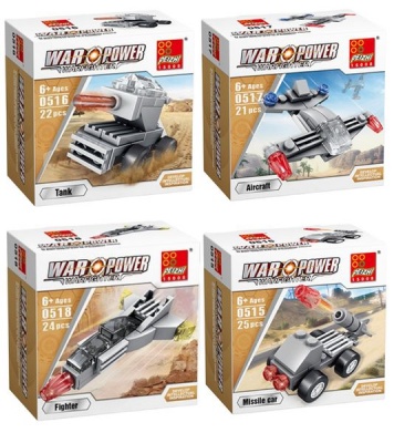 Kids Military Vehicle Building Block Play Kits Set of 4