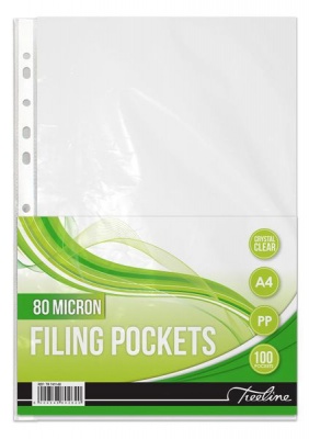 Photo of Treeline A4 PVC Filing Pockets Sleeves 80 Micron - Pack of 100