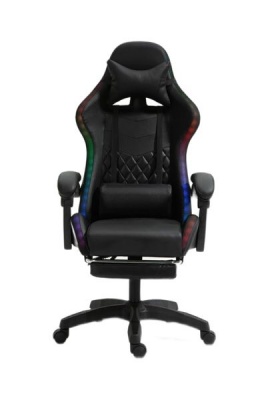 LED gaming chair with foot rest and back cushion