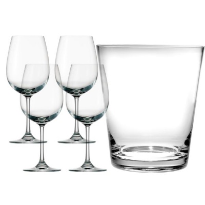 Photo of Eco 4 Wine Glasses 430ml & 1.5 Litre Glass Ice Bucket - White Wine Gift Set