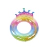 Sequined Rainbow Inflatable Crown Swim Ring Float with Gold Glitter Photo