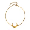 Steel My Heart Gold Crescent Moon Charm Anklet Stainless Steel -SHA2 Photo
