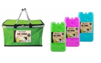 Green Cooler Bags With Handles Nylon 46x28x22cm 3 Piece Ice Brick Boards 25x14cm