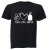 Peace. Love. Sanitize - Adults - T-Shirt Photo