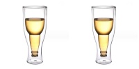 2 Beer Glasses Clear Double Wall Insulated Pub Mug Upside Down Design