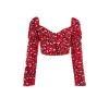 Quiz Ladies Red Leopard Print Puff Sleeve Top - Red Photo