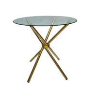 80cm 4 Seater Round Glass Table Gold Legs