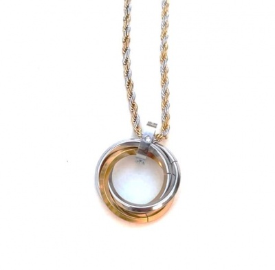 Stainless Steel jewellery Stainless Steel 3 Eternal Ring Pendant and Chain SilverGold