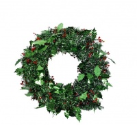 Christmas Wreath Christmas Decorations Tinsel Green 38cm 2 Pack