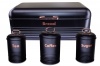 Retro Design Two Loaf Bread Bin with 3 Piece Matching Canister Set - Black Photo