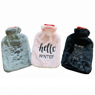 Hot Water Bottle with Faux Fur Cover
