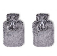 2 Pack Fleece Covered Hot Water Bottles Grey