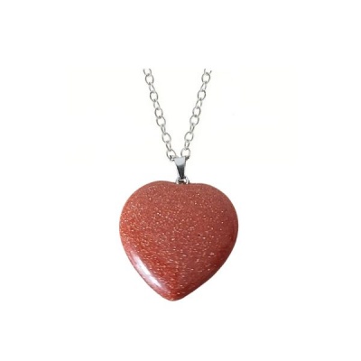Goldstone Aventurine glass Heart Gemstone Pendant Necklace