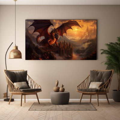 Canvas Wall Art Fantasy Dragon Realm BK0037
