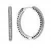 Cosmic 925 Sterling Silver 21mm Hoop Earrings - Cubic Zircons Heart Design Photo