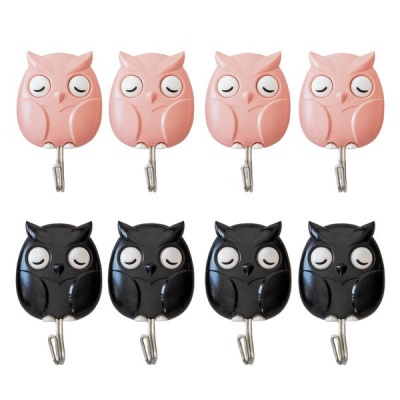 Creative Deco SET OF 8 Owl Hooks Premium Decor Self Adhesive Hooks