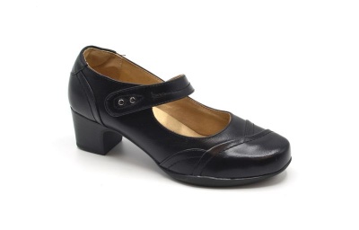 Photo of TTP Ladies Block Heel Square Toe Court Shoe with Strap
