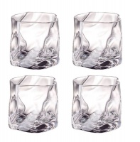 Elegant Irregular Crystal Whiskey Glass Set of 4