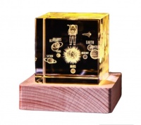 RevUp 3D Square Crystal Cube with Warm LED Light Astronaut