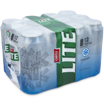 Photo of Castle Lite Premium Beer 12 x 500ml Can
