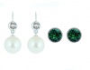 Civetta Spark 925 Silver Hoop & Chene Studs - Clear& Emerald Photo