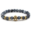 Argent Craft Black & White Agate Stone with Gold Knight Helmet Photo